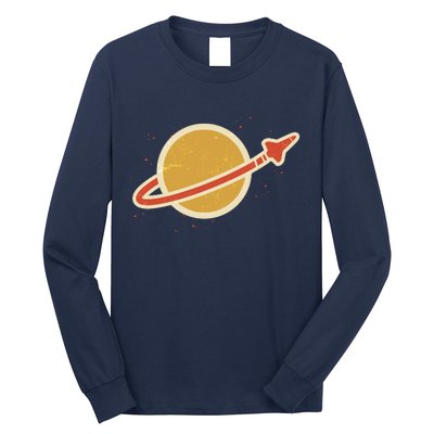 Retro Vintage Planet Space Shuttle Logo Long Sleeve Shirt