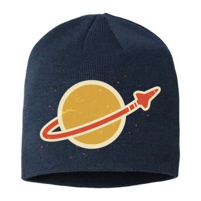 Retro Vintage Planet Space Shuttle Logo Sustainable Beanie