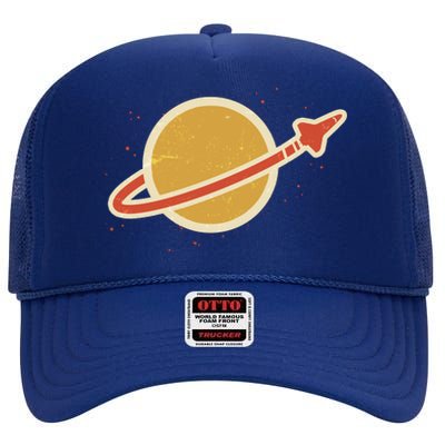 Retro Vintage Planet Space Shuttle Logo High Crown Mesh Back Trucker Hat