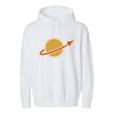 Retro Vintage Planet Space Shuttle Logo Garment-Dyed Fleece Hoodie