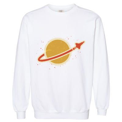 Retro Vintage Planet Space Shuttle Logo Garment-Dyed Sweatshirt