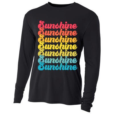 Retro Vintage Sunshine Sun Text Cooling Performance Long Sleeve Crew