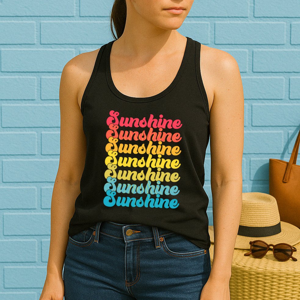 Retro Vintage Sunshine Sun Text Womens Tank Top