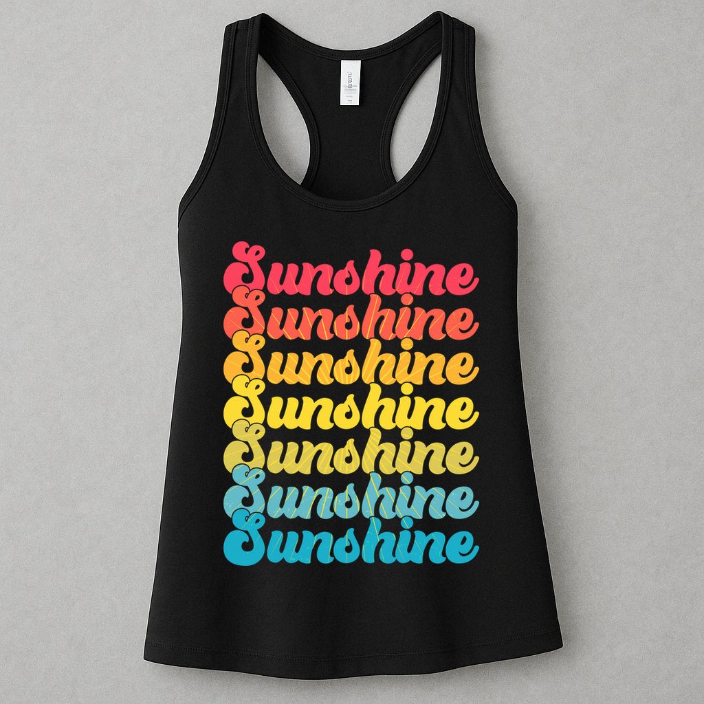 Retro Vintage Sunshine Sun Text Womens Tank Top