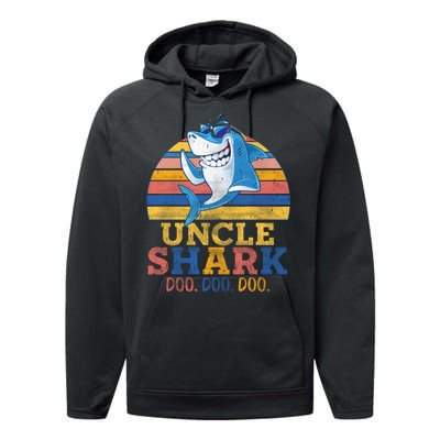 Retro Vintage Uncle Shark Doo Performance Fleece Hoodie