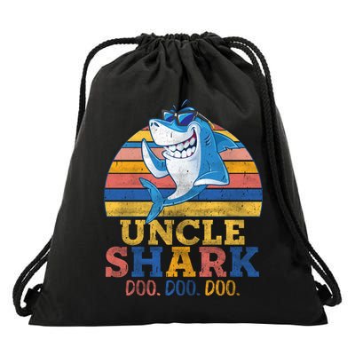 Retro Vintage Uncle Shark Doo Drawstring Bag