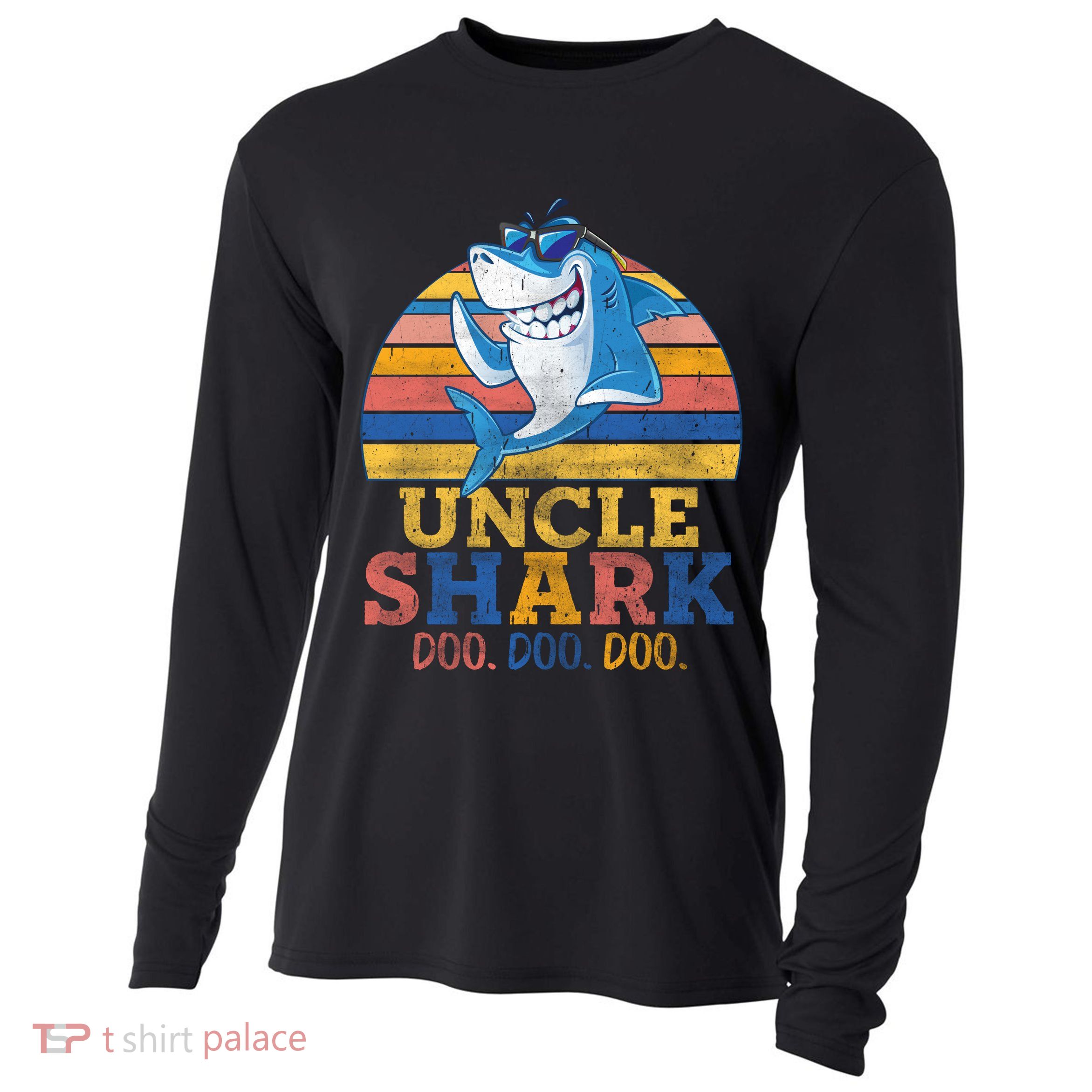Retro Vintage Uncle Shark Doo Cooling Performance Long Sleeve Crew