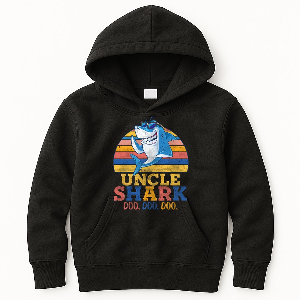Retro Vintage Uncle Shark Doo Kids Hoodie