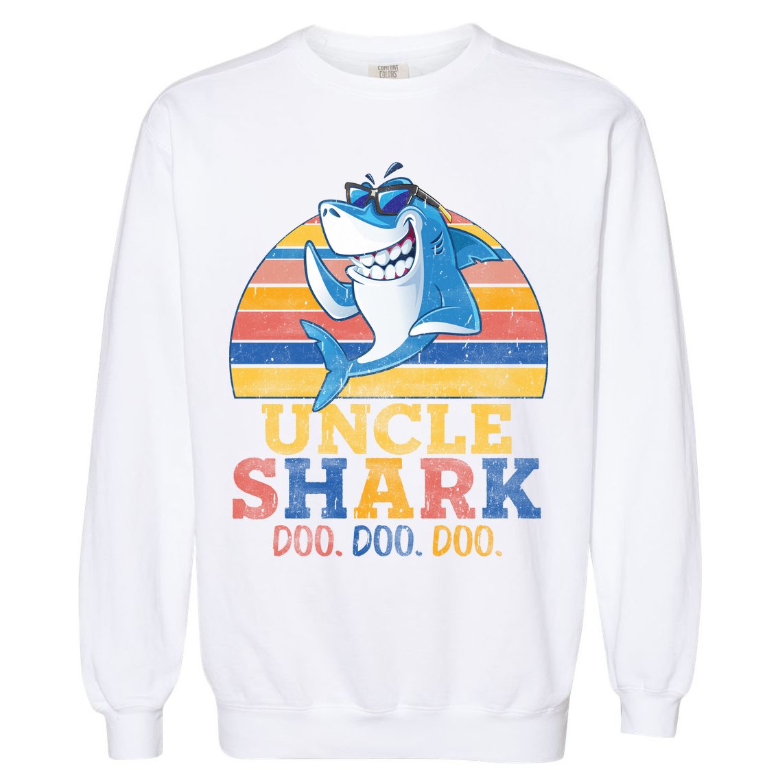Retro Vintage Uncle Shark Doo Garment-Dyed Sweatshirt