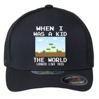 Retro When I Was A Kid The World Look Like This Flexfit Unipanel Trucker Cap