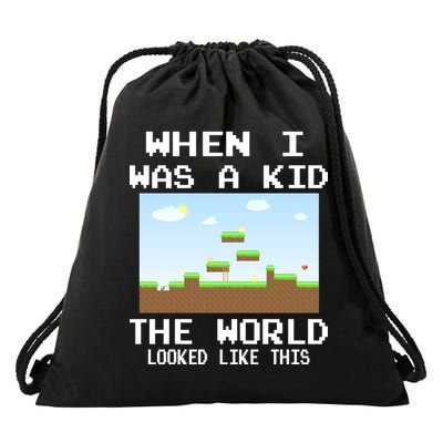 Retro When I Was A Kid The World Look Like This Drawstring Bag