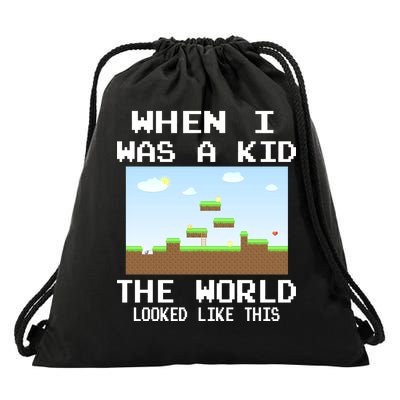 Retro When I Was A Kid The World Look Like This Drawstring Bag