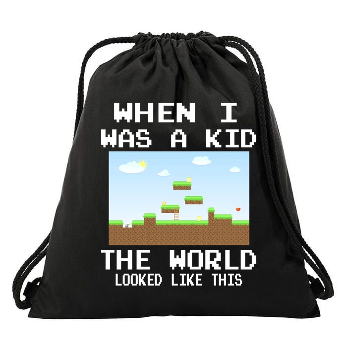 Retro When I Was A Kid The World Look Like This Drawstring Bag