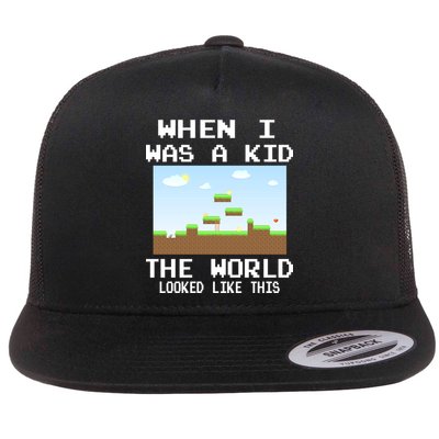 Retro When I Was A Kid The World Look Like This Flat Bill Trucker Hat