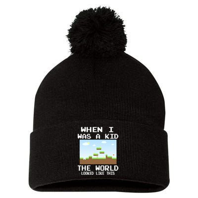 Retro When I Was A Kid The World Look Like This Pom Pom 12in Knit Beanie