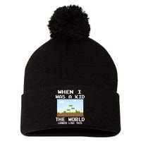 Retro When I Was A Kid The World Look Like This Pom Pom 12in Knit Beanie