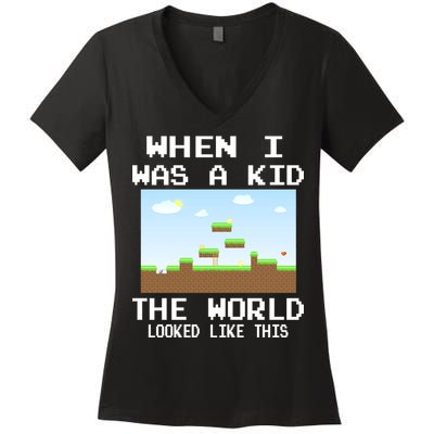 Retro When I Was A Kid The World Look Like This Women's V-Neck T-Shirt