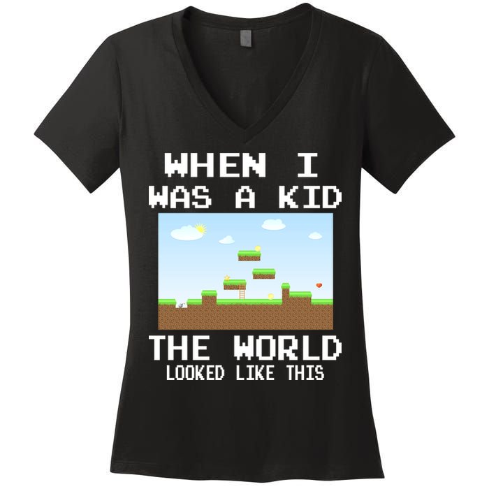 Retro When I Was A Kid The World Look Like This Women's V-Neck T-Shirt