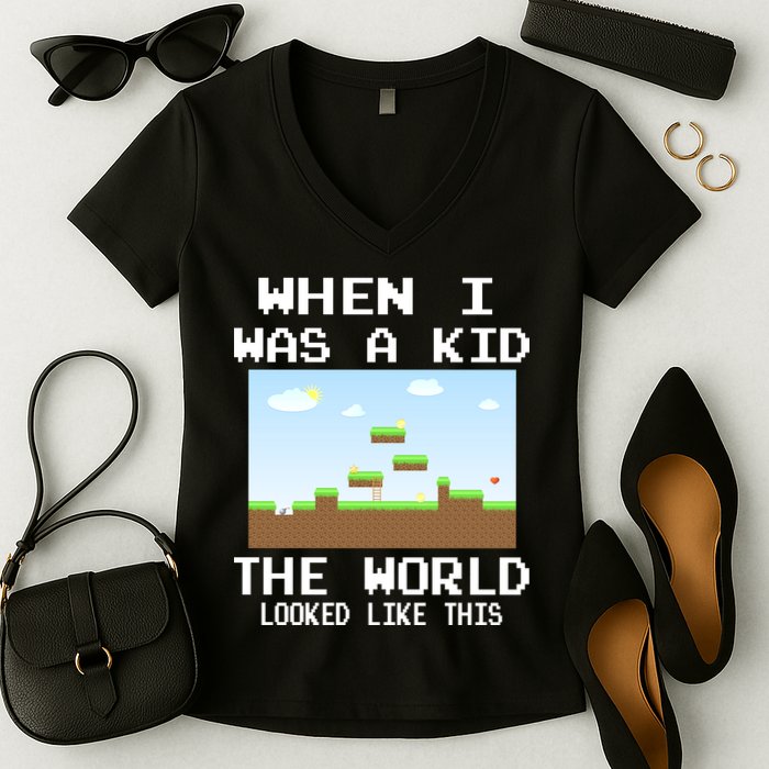 Retro When I Was A Kid The World Look Like This Women's V-Neck T-Shirt