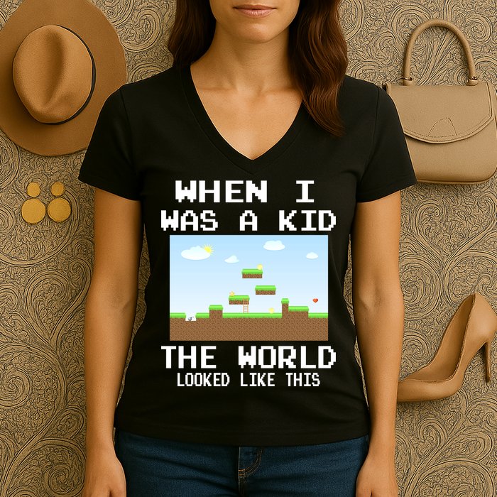 Retro When I Was A Kid The World Look Like This Women's V-Neck T-Shirt