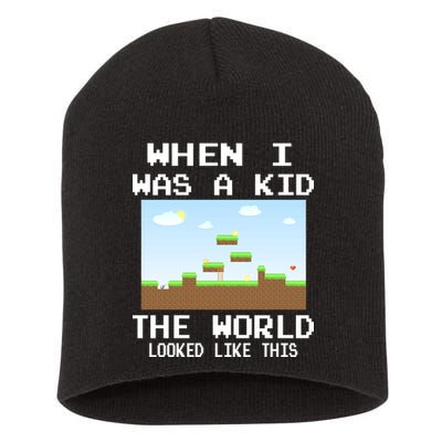 Retro When I Was A Kid The World Look Like This Short Acrylic Beanie