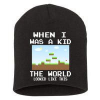 Retro When I Was A Kid The World Look Like This Short Acrylic Beanie