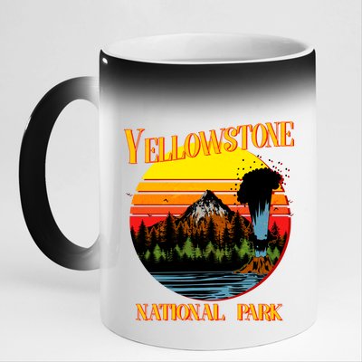 Retro Yellowstone National Park 11oz Black Color Changing Mug