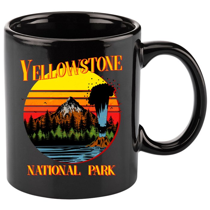 Retro Yellowstone National Park 11oz C Handle Ceramic Mug