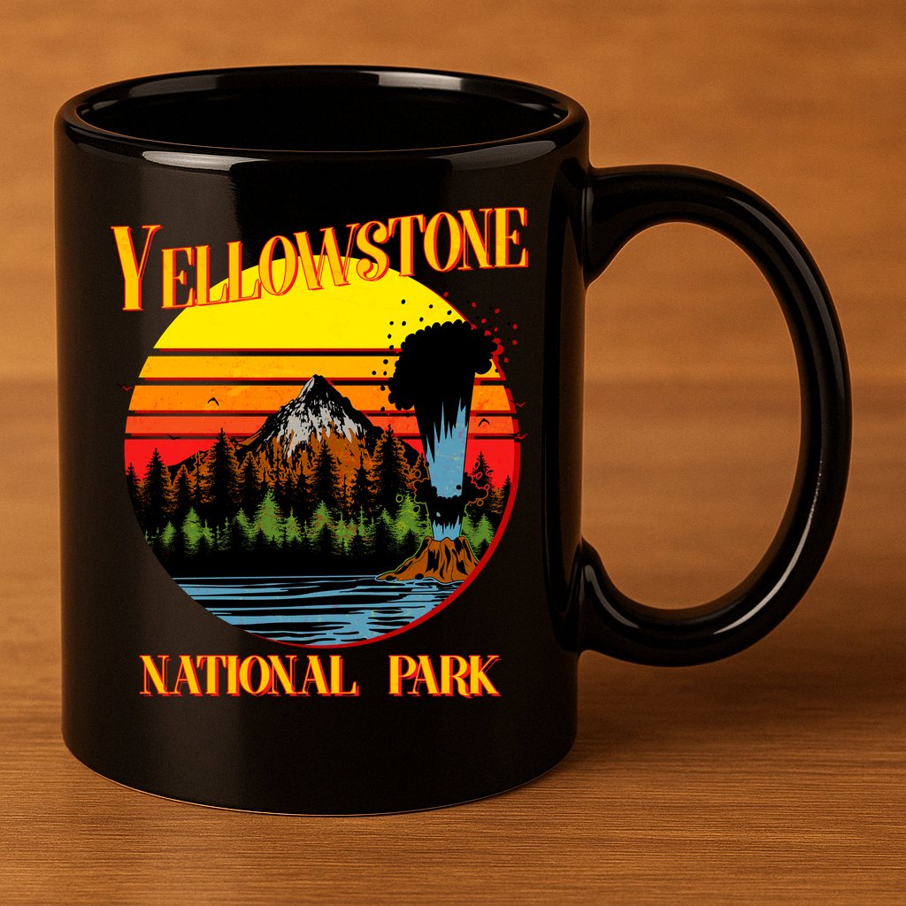 Retro Yellowstone National Park 11oz C Handle Ceramic Mug