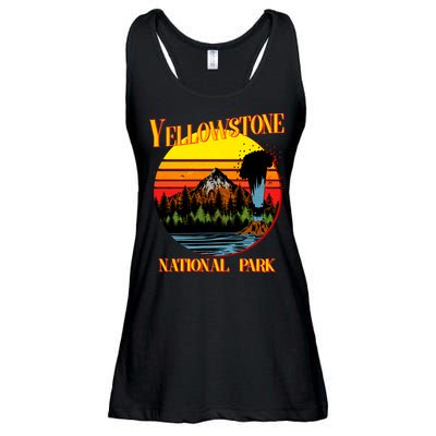 Retro Yellowstone National Park Ladies Essential Flowy Tank