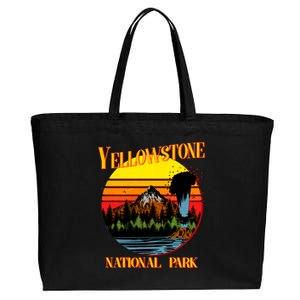 Retro Yellowstone National Park Cotton Canvas Jumbo Tote