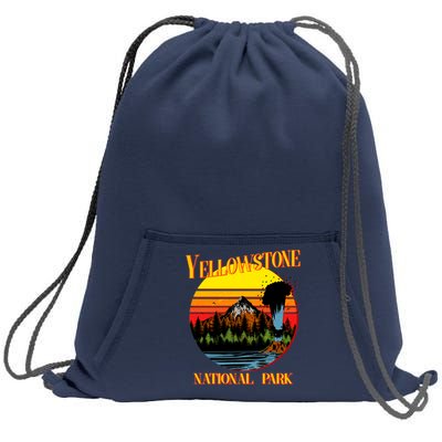 Retro Yellowstone National Park Sweatshirt Cinch Pack Bag