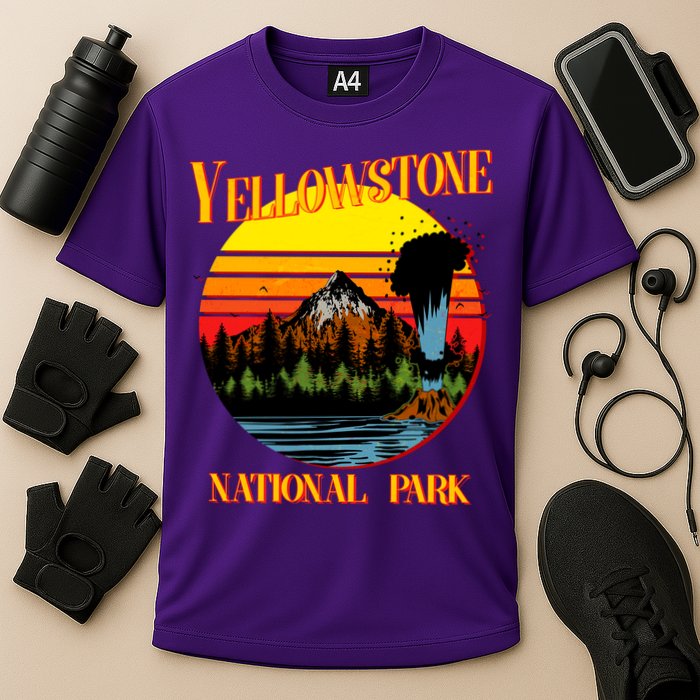 Retro Yellowstone National Park Cooling Performance Crew T-Shirt