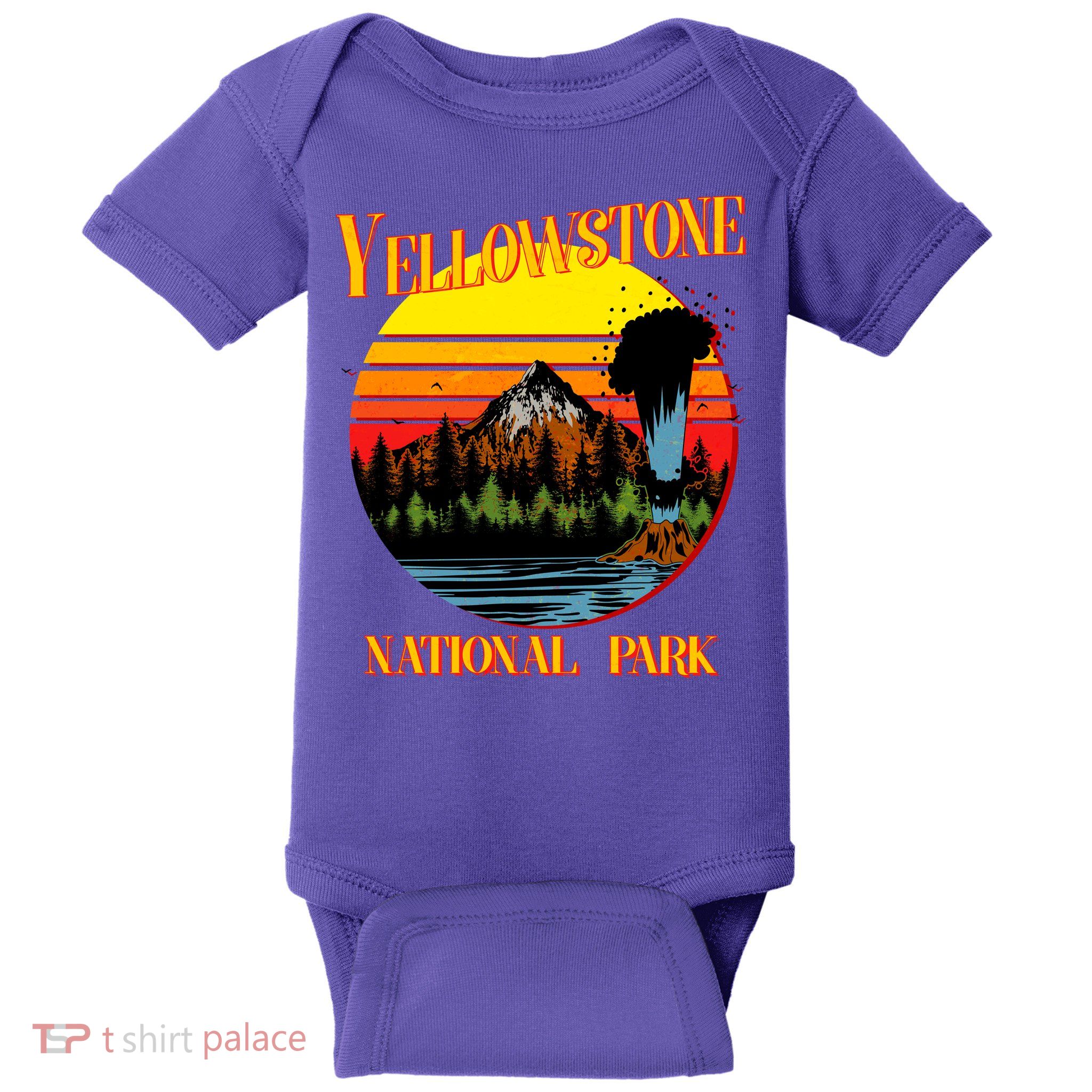Retro Yellowstone National Park Baby Bodysuit