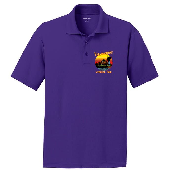 Retro Yellowstone National Park PosiCharge RacerMesh Polo