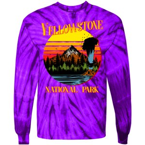 Retro Yellowstone National Park Tie-Dye Long Sleeve Shirt