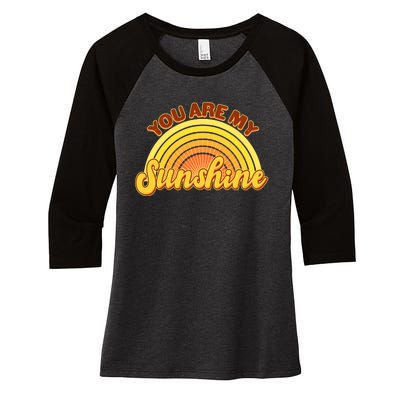 Retro You Are My Sunshine Sunbow Women's Tri-Blend 3/4-Sleeve Raglan Shirt