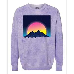 Retrowave Mountains Colorblast Crewneck Sweatshirt