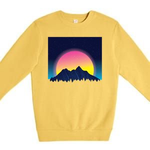 Retrowave Mountains Premium Crewneck Sweatshirt