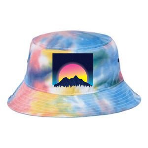 Retrowave Mountains Tie Dye Newport Bucket Hat