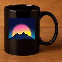 Retrowave Mountains 11oz C Handle Ceramic Mug