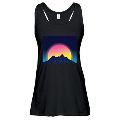 Retrowave Mountains Ladies Essential Flowy Tank