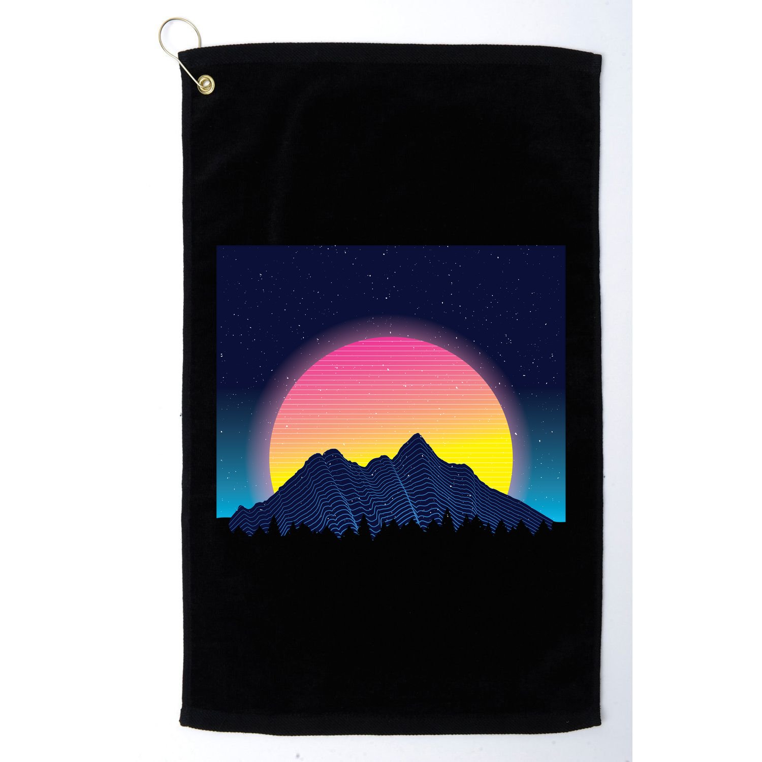 Retrowave Mountains Golf Towel