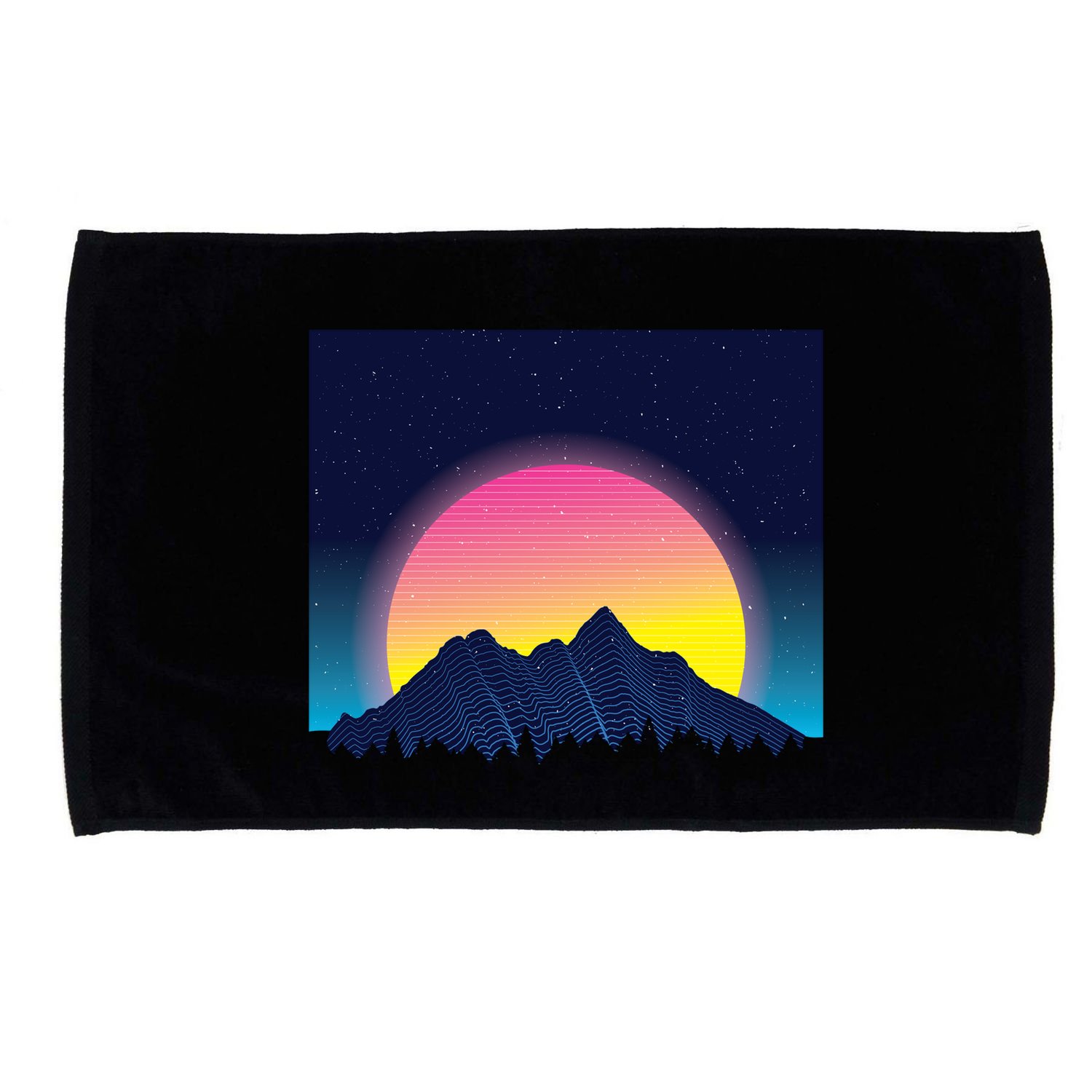 Retrowave Mountains Microfiber Hand Towel