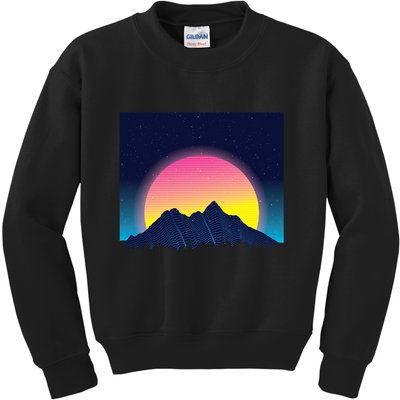 Retrowave Mountains Kids Sweatshirt