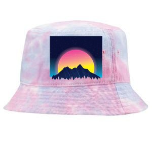 Retrowave Mountains Tie-Dyed Bucket Hat