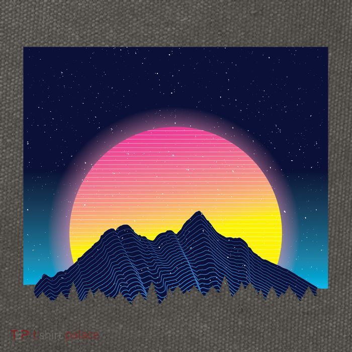 Retrowave Mountains Cotton Canvas Backpack