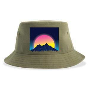 Retrowave Mountains Sustainable Bucket Hat