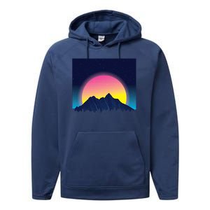 Retrowave Mountains Performance Fleece Hoodie