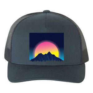 Retrowave Mountains Yupoong Adult 5-Panel Trucker Hat